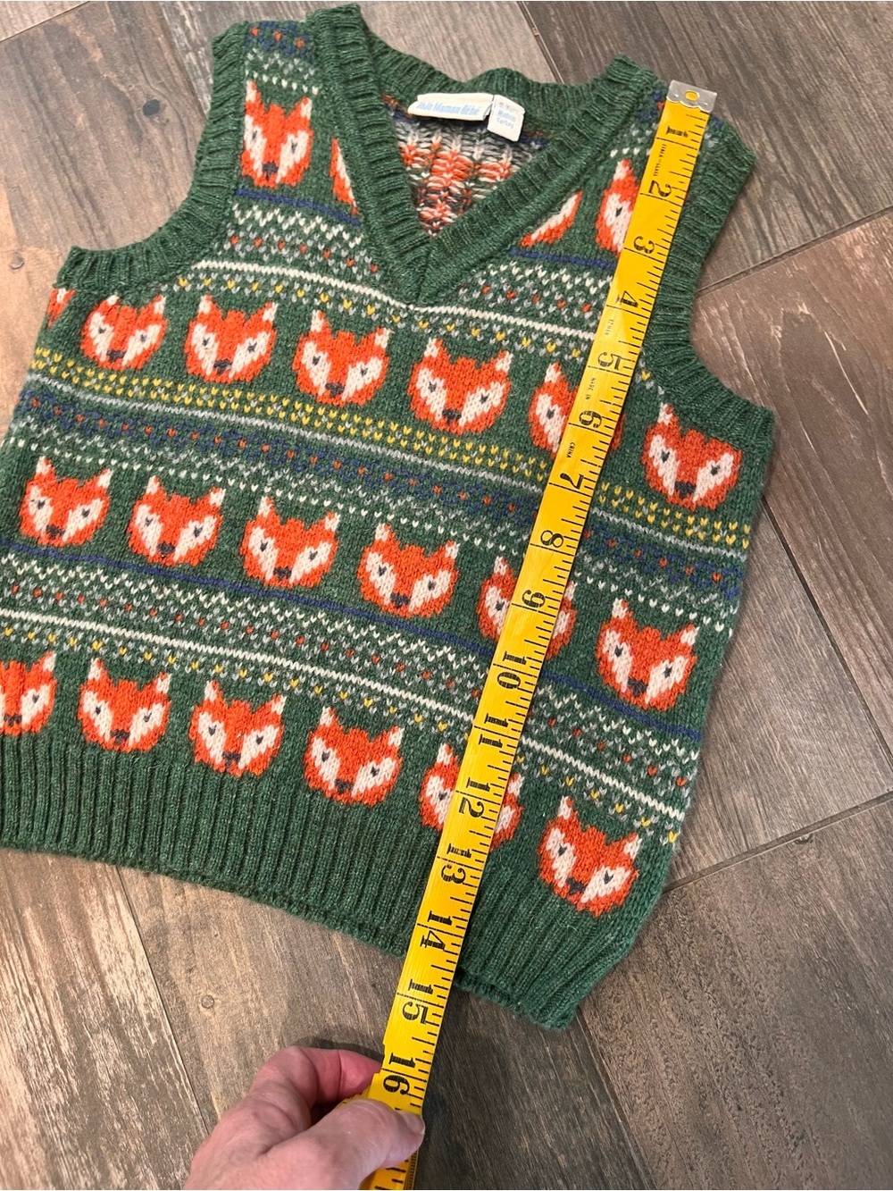 JoJo Maman Bebe Boys 2-3 Y Fair isle Green Fox Sweater Lambswool Knit Sweater - Picture 3 of 6
